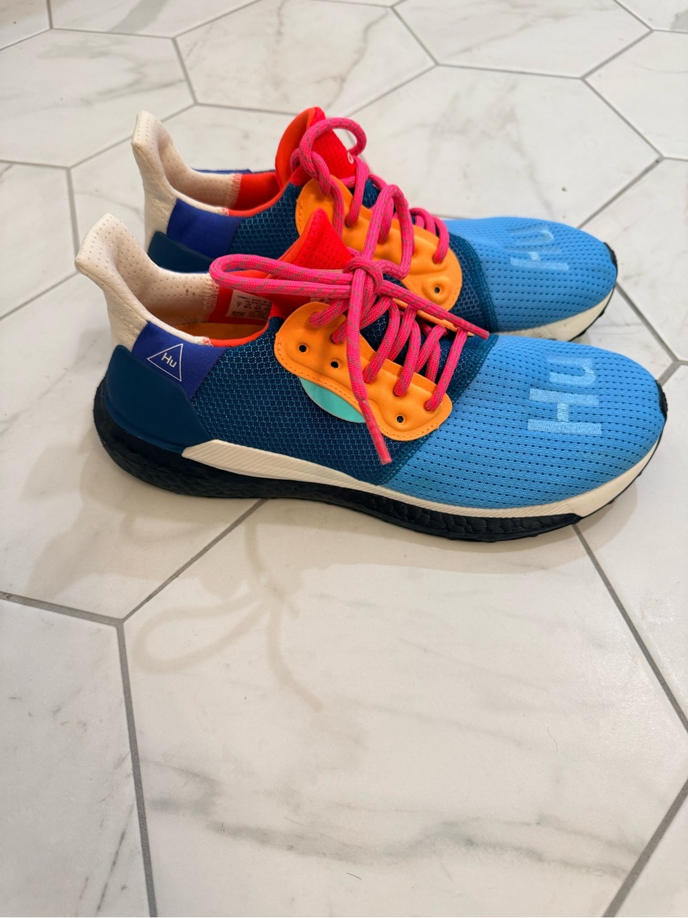 adidas HU Multicolor Sneakers - Blue with Pink Laces